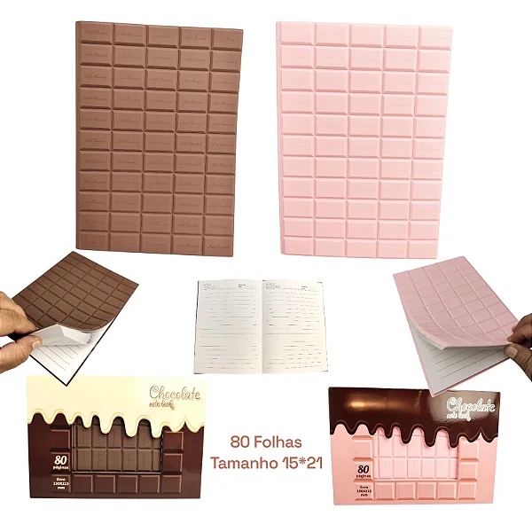 Caderno A6 Barra chocolate 
 perfumado