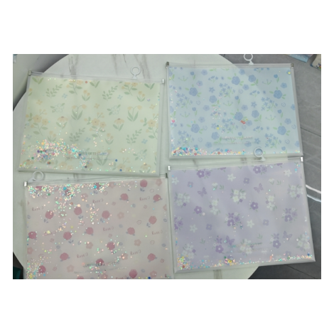 Pasta Documento envelope glitter flowers A4