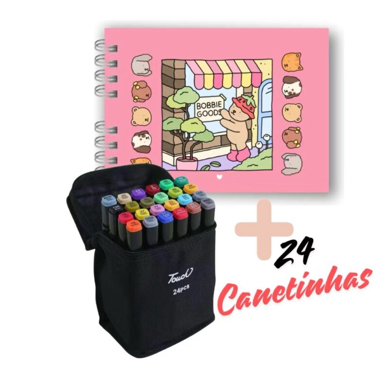 Combo Bobbie Goods livro + estojo 24 cores