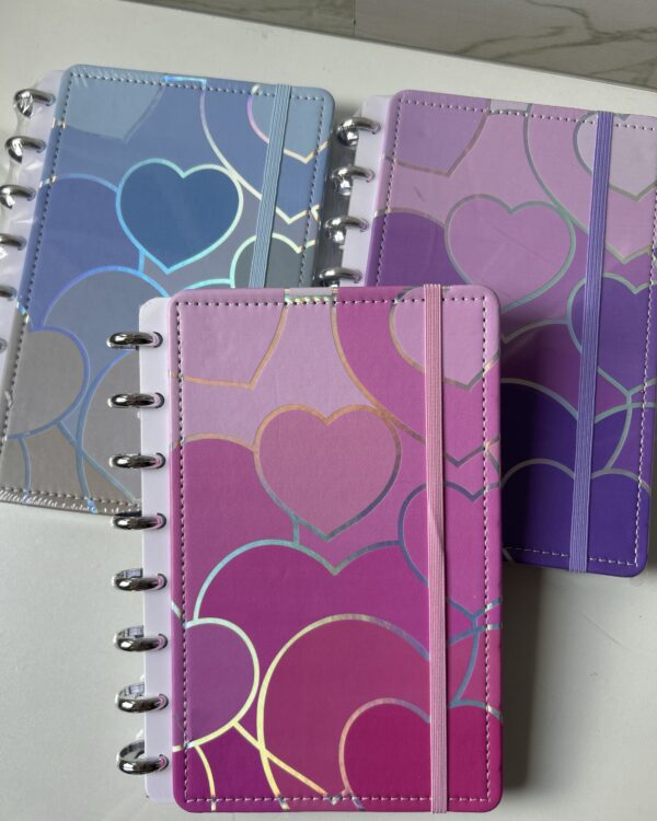 Caderno disco corações A5