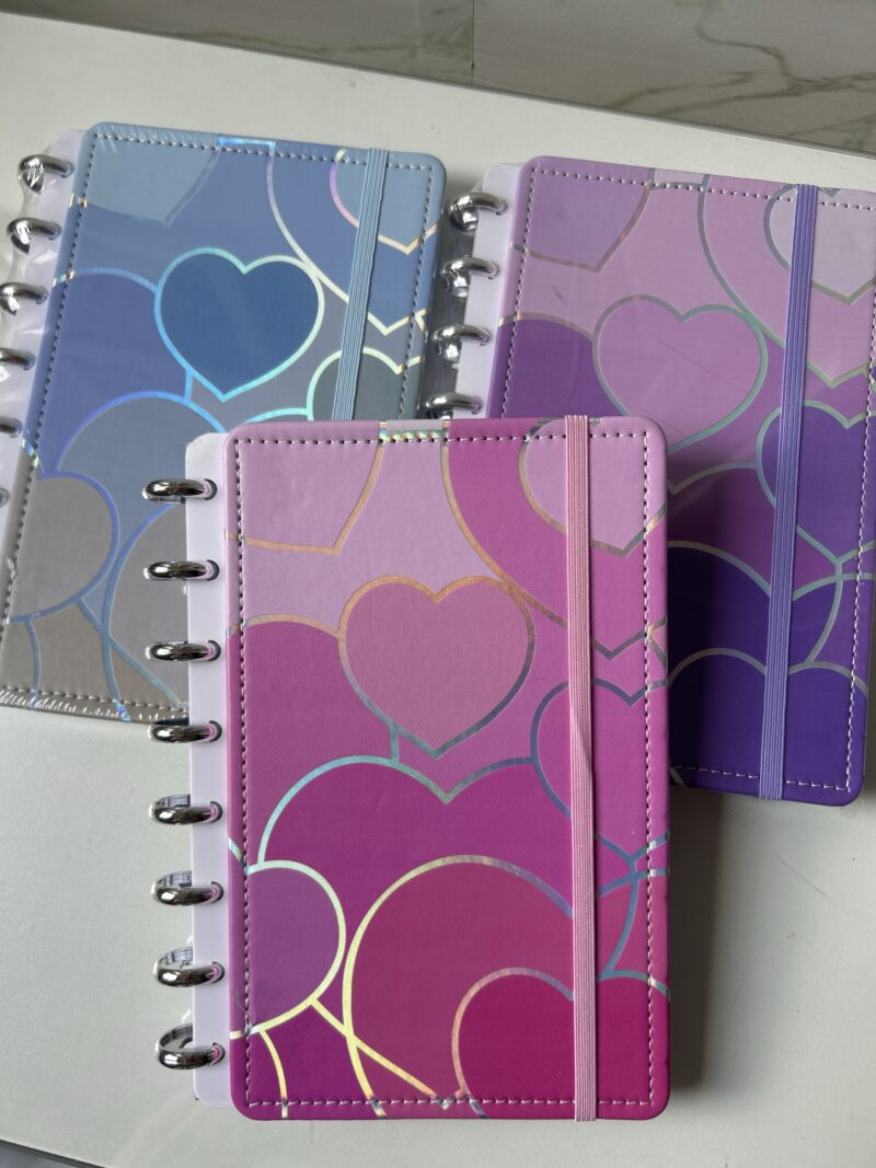 Caderno disco corações A5