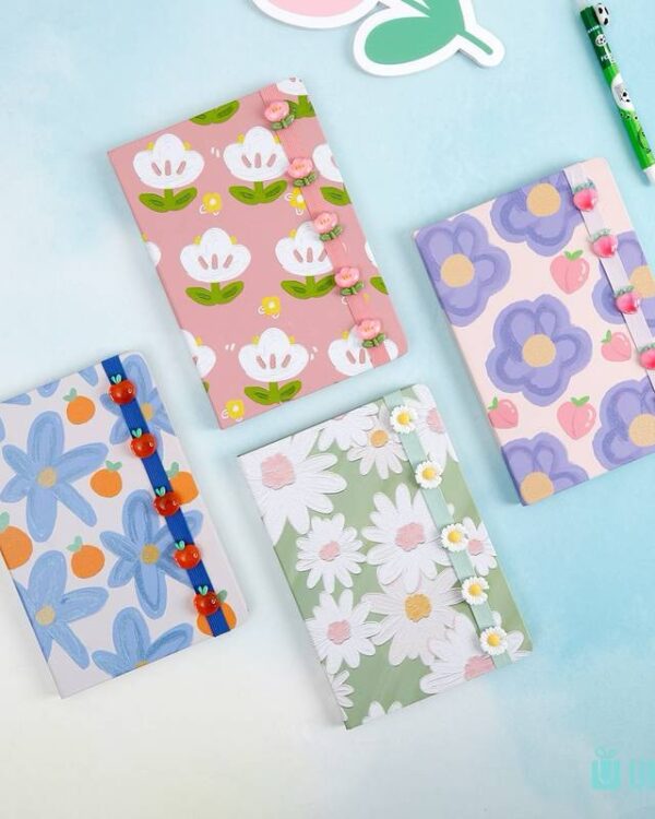 Notebook Flor com Elástico