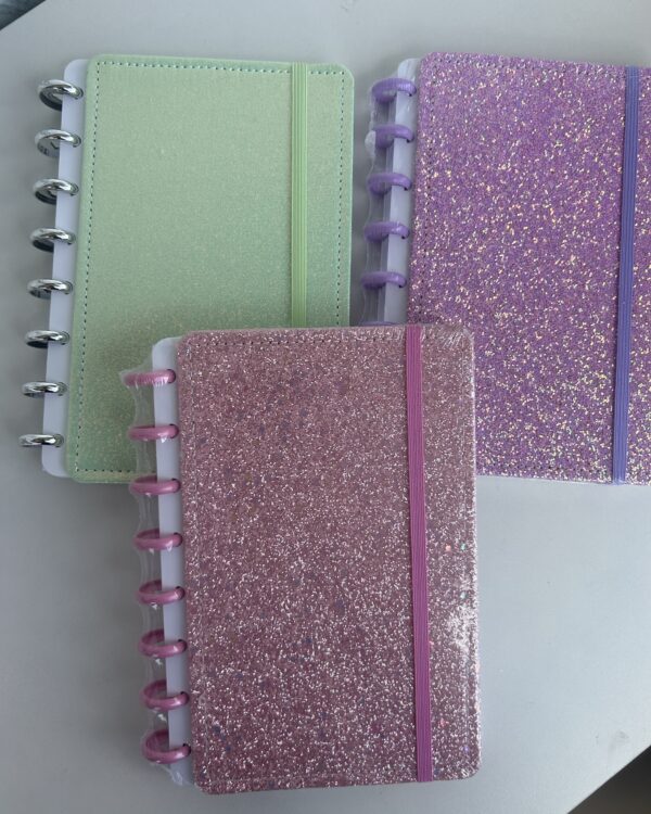 Caderno disco glitter A5