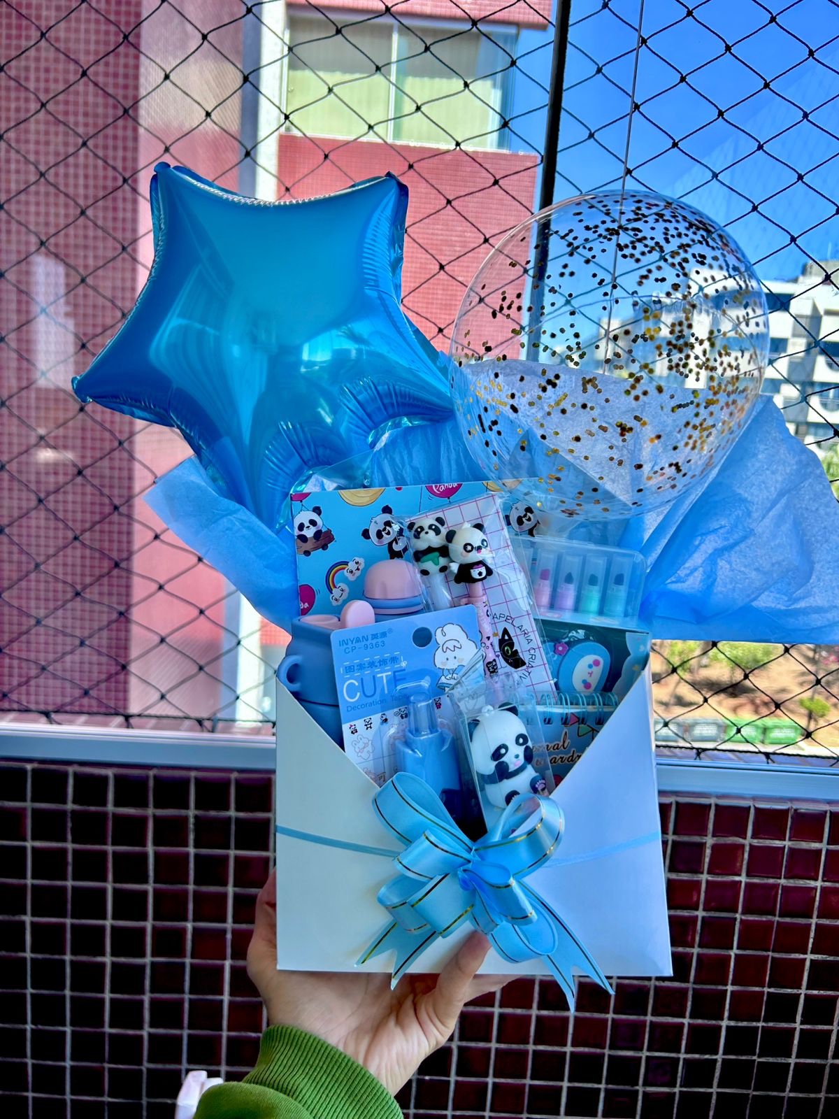 Box color azul panda/coelho (9 itens) - Imagem 3