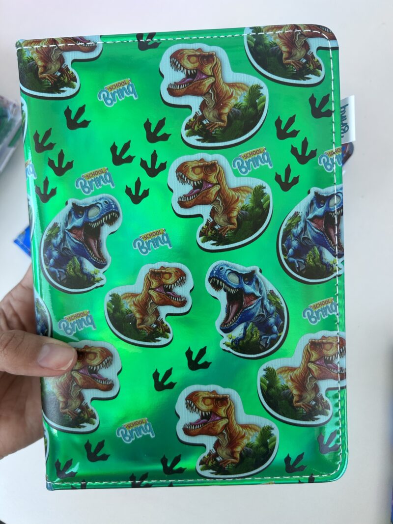 Caderno metalizado luxo dinossauro vídeo game - Imagem 4