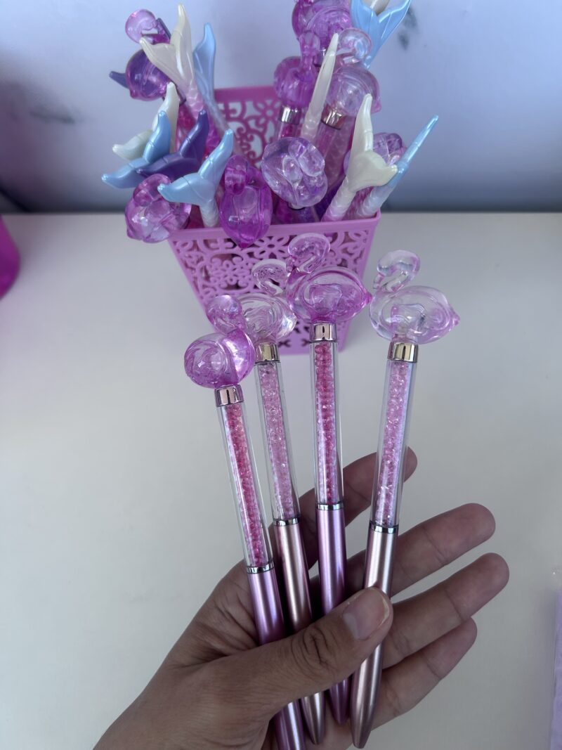 Caneta luxo flamingo pedrinhas - Imagem 2