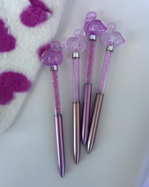 Caneta luxo flamingo pedrinhas