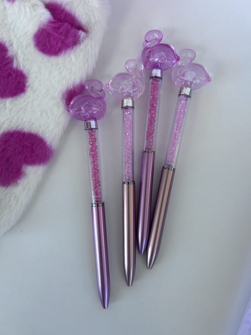 Caneta luxo flamingo pedrinhas