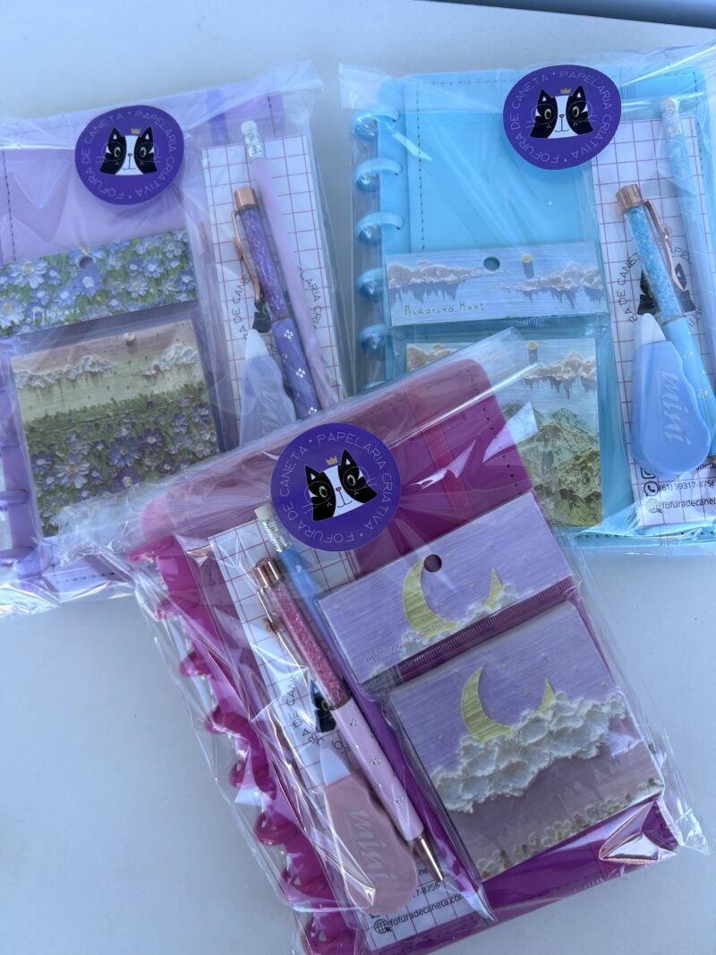 Box luxo caderno disco color flowers