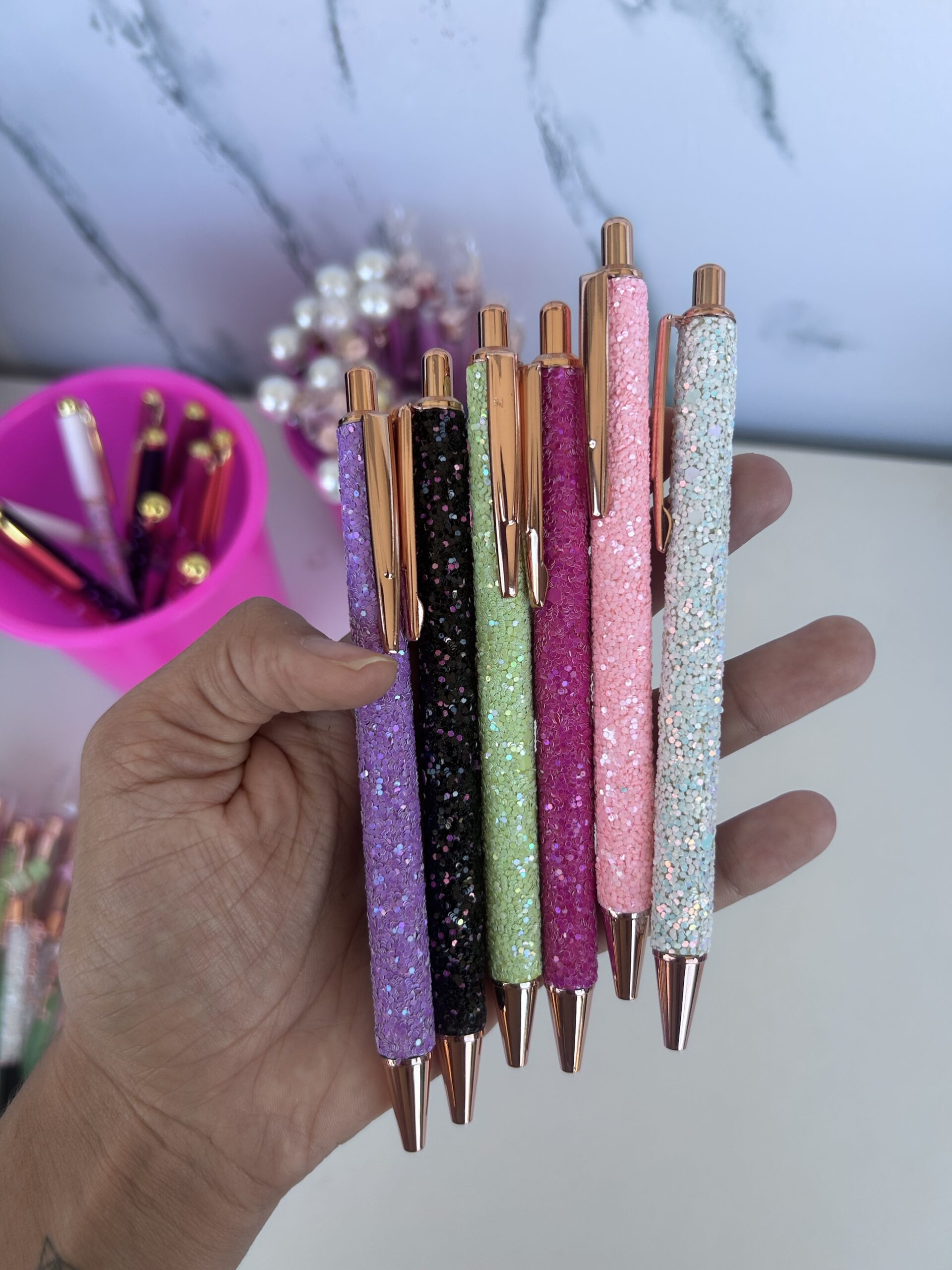 Caneta luxo glitter granulado