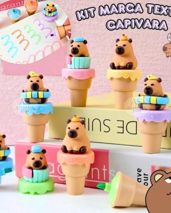Kit marca texto capivara sorvete 6 cores