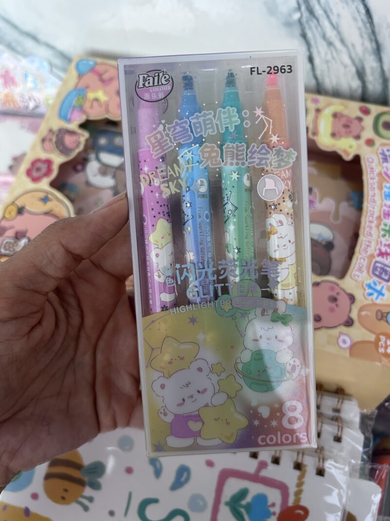 Kit marca texto glitter (8 cores)