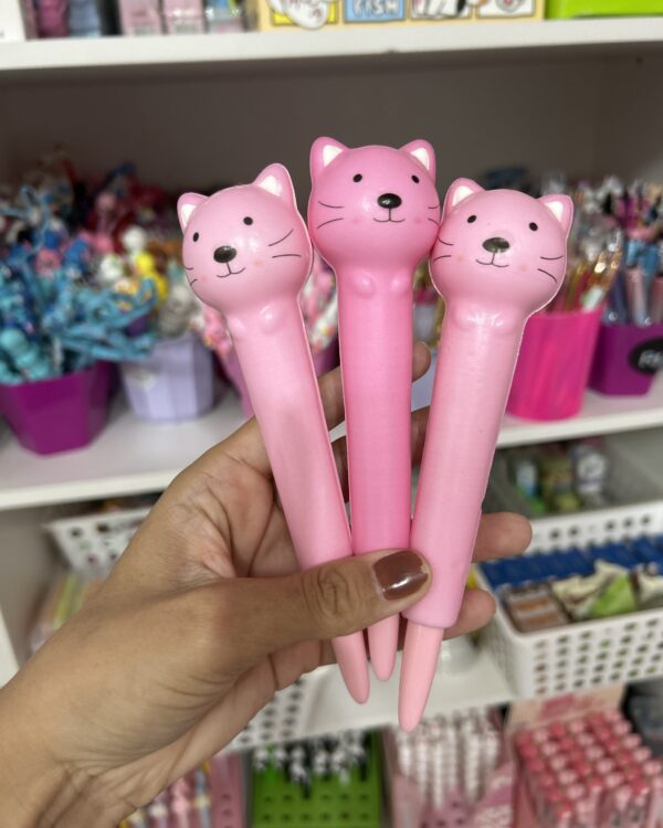 Caneta squish gatinho rosa