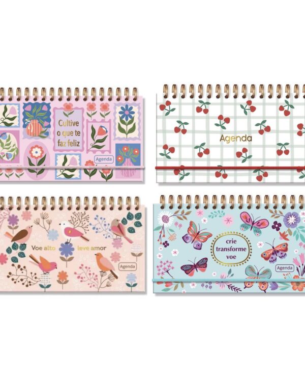 Agenda Semanal Mini 2026 Fina Ideia 8,5 × 15 cm 80 folhas Capa Dura