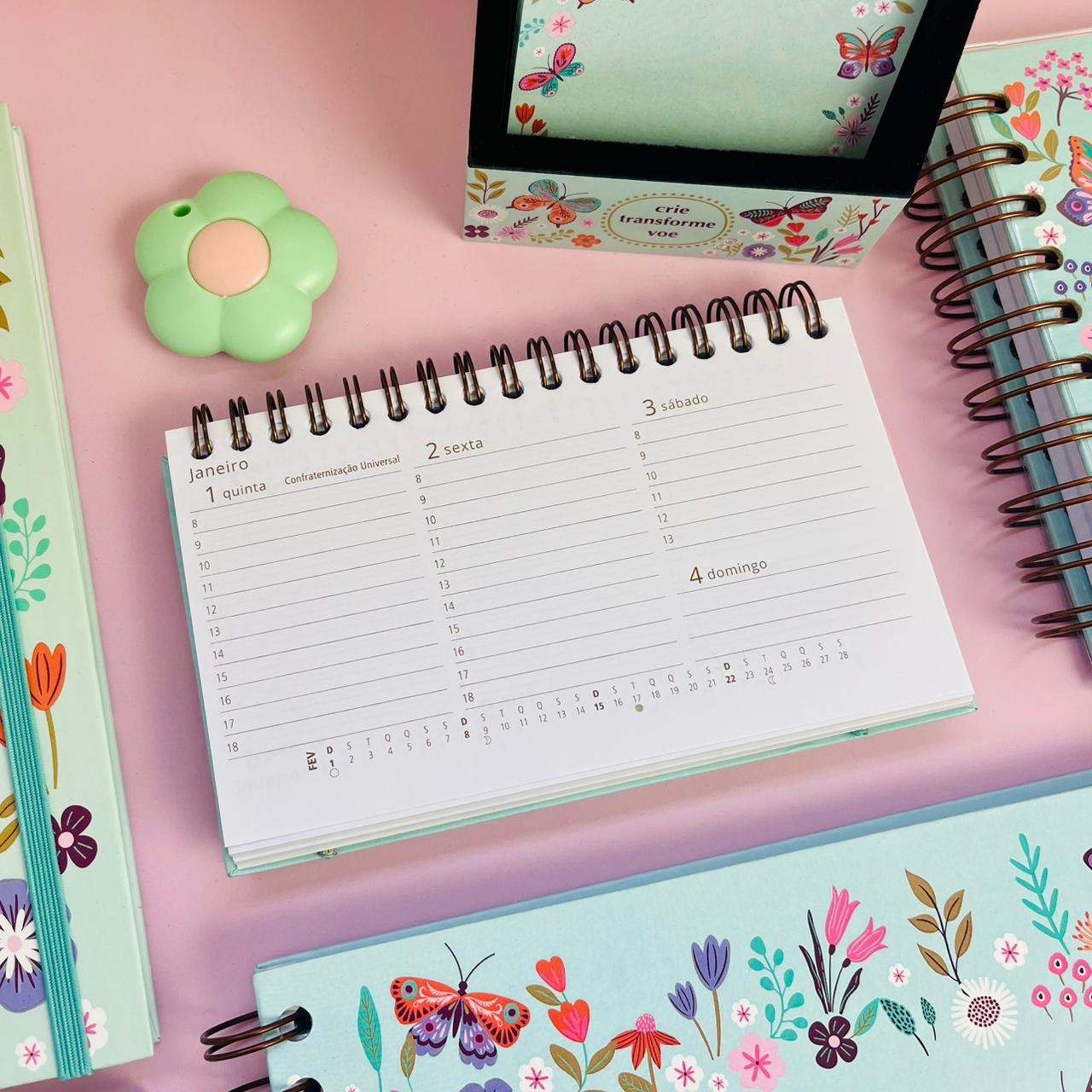 Agenda Semanal Mini 2026 Fina Ideia 8,5 × 15 cm 80 folhas Capa Dura - Imagem 11