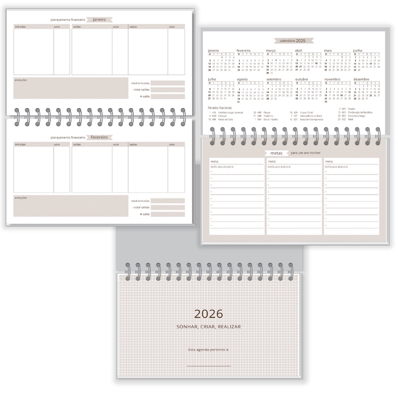 Agenda Semanal Mini 2026 Fina Ideia 8,5 × 15 cm 80 folhas Capa Dura - Imagem 8