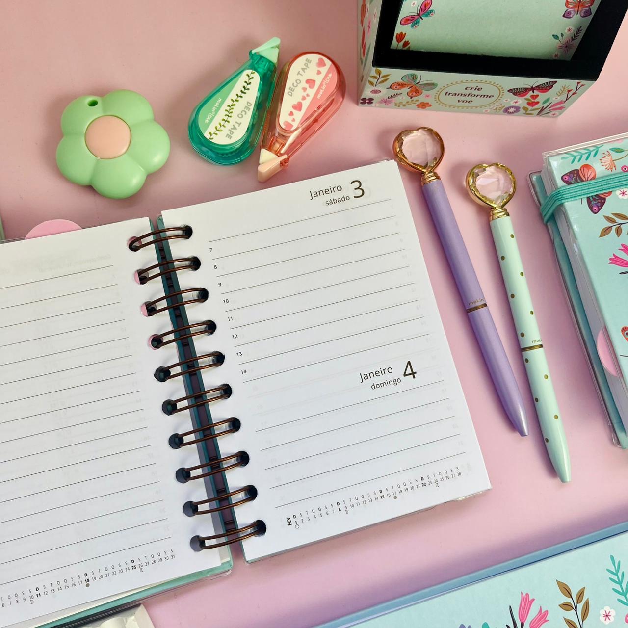 Agenda Diária P 2026 Fina Ideia 9,5×13,5 cm 168 Folhas capa protetora - Imagem 9