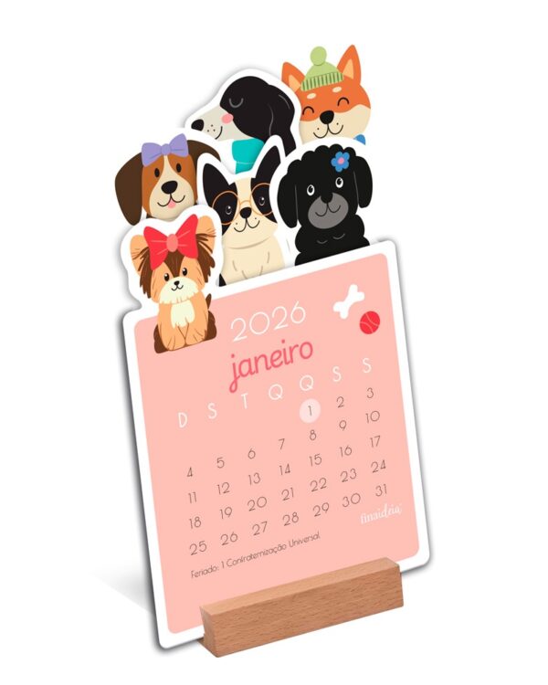 Calendário 2026 Cachorrinhos Fina Ideia 10,5x19cm