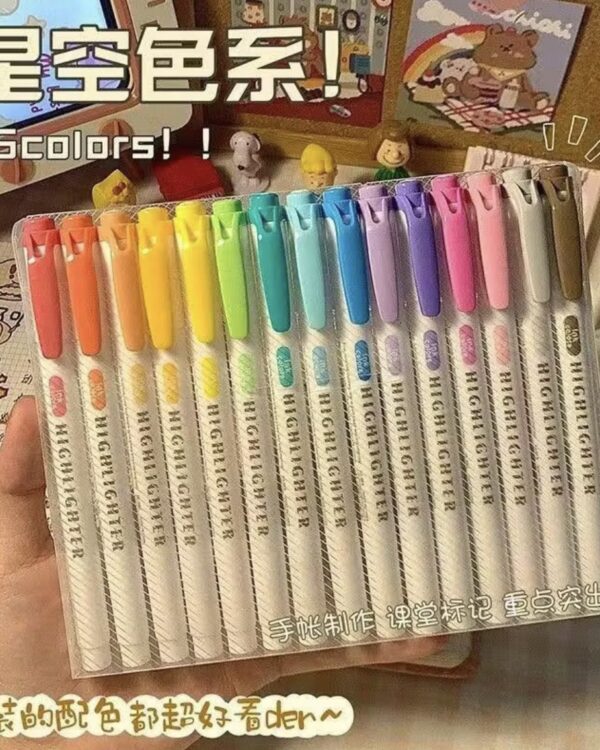 Kit marca texto highlighter (15 cores)