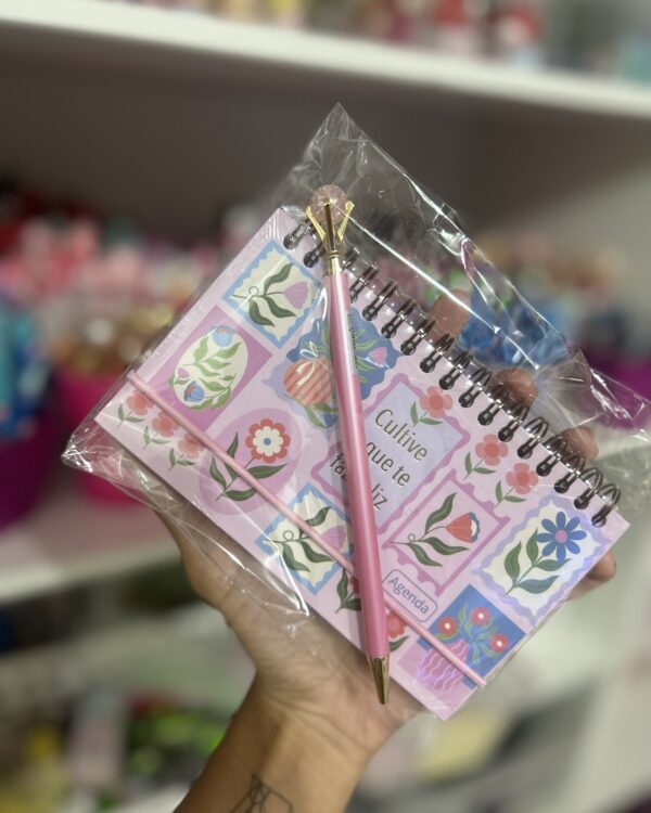 Kit Dupla Encanto floral – Agenda semanal  + Lapiseira